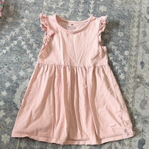 ✨5/$25✨H&M Light Pink Ruffle Sleeve Casual Cotton Dress